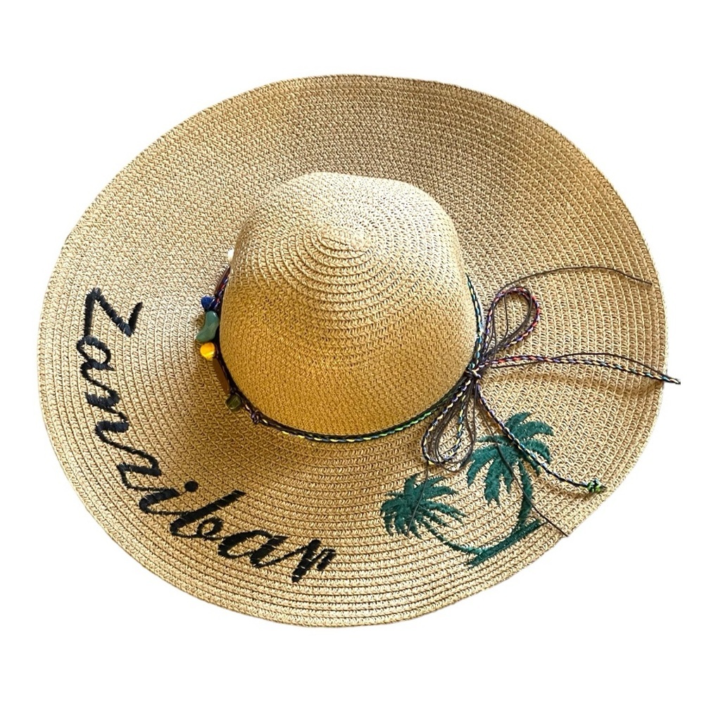 Wide Brim Hat Sun Straw Floppy Hat Zanzibar Safari Travel Beach Hat Boho Gift
